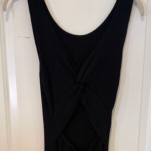 Black Twist-Back Sleeveless Sweater Midi Dress